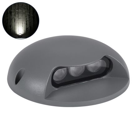 STEP-LUNA Φωτιστικό Σκαλοπατιού - Διαδρόμου LED 3W 345lm 10° DC 24V - IP65 Φ12 x Υ3cm - 4500K - Γκρι Ανθρακι