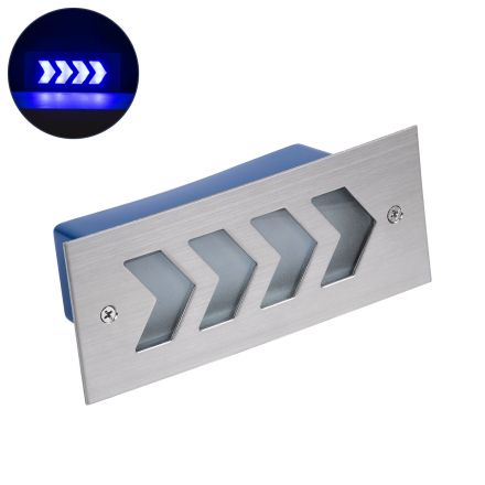 WALLLIGHT-ARINA Χωνευτό Φωτιστικό Τοίχου LED 6W 120° 24V - IP67 - Μπλε - Ανοξείδωτο Ατσάλι 