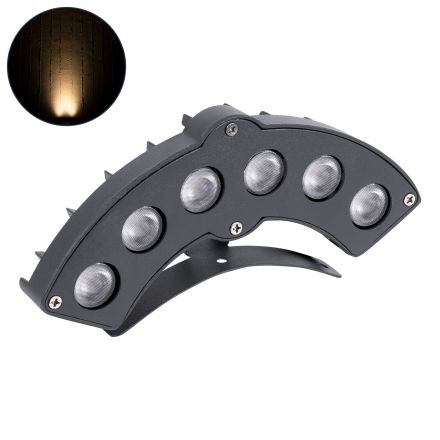 TREELIGHT-GINA Κυρτό Wall Washer Ειδικό για Φυτά - Δέντρα LED 6W 30° 24V - IP65 - 3000K - Γκρι Ανθρακί 