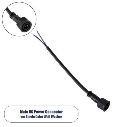 Ταχυσύνδεσμος Τροφοδοσίας για Wall Washer IP65 - 2 Καλώδια +/- σε Power Connector 2 PIN Male για Μονόχρωμα Wall Washer