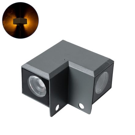 WALLLIGHT-DONA Επιτοίχιο Γωνιακό Φωτιστικό LED 10W 850lm 10° DC 24V - IP66 - 2200K - Γκρι Ανθρακί 