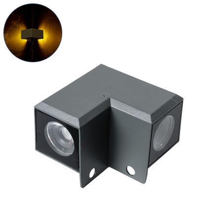 WALLLIGHT-DONA Επιτοίχιο Γωνιακό Φωτιστικό LED 10W 900lm 10° DC 24V - IP66 - 2700K - Γκρι Ανθρακί