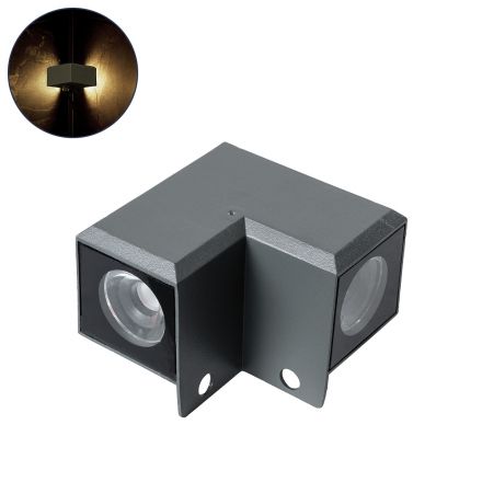 WALLLIGHT-DONA Επιτοίχιο Γωνιακό Φωτιστικό LED 10W 950lm 10° DC 24V - IP66 - 4500K - Γκρι Ανθρακί 
