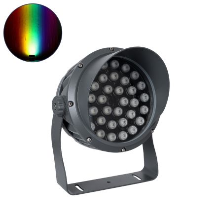 FLOOD-DIMO Wall Washer με Αντιθαμβωτική Γρίλια για Φωτισμό Κτιρίων LED 54W 4590lm 10° DC 24V - IP67 - RGBW DMX512 - Γκρι Ανθρακί 
