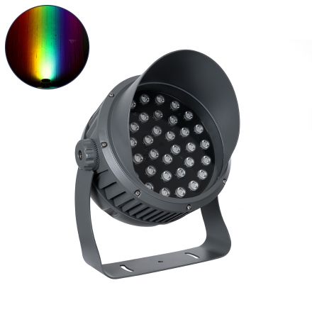 FLOOD-DIMO Wall Washer με Αντιθαμβωτική Γρίλια για Φωτισμό Κτιρίων LED 100W 8500lm 10° DC 24V - IP67 - RGBW DMX512 - Γκρι Ανθρακί 