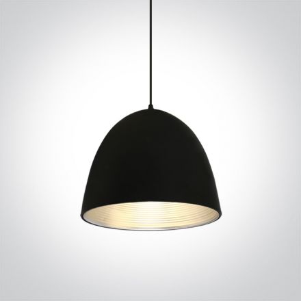 One Light Κρεμαστό Φωτιστικό Bowl Shade LED E27 Αλουμίνιο Μαύρο/Γκρι 63016A