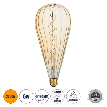 Λάμπα LED Filament  OT120 ZEPPELIN 6W 420lm 360° 2200K  Μελί  - Dimmable  