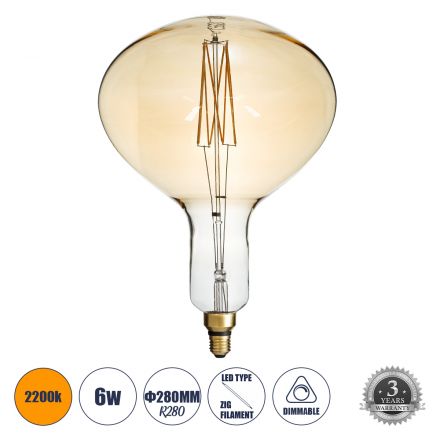 Λάμπα LED Filament R280 BUTTERNUT  6W 420lm 360° 2200K Μελί  - Dimmable 