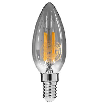 GloboStar® 99061 Λάμπα E14 C35 Κεράκι LED FILAMENT 4W 400 lm 320° AC 85-265V Edison Retro με Φιμέ Γυαλί Θερμό Λευκό 2700 K Dimmable