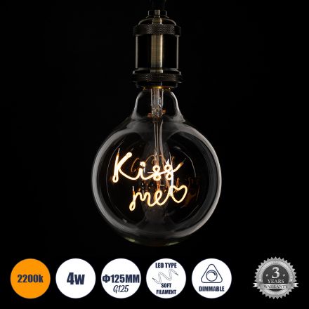 Λάμπα LED Filament G125 KISS ME 4W 340lm 360° 2200K Διάφανο - Dimmable 