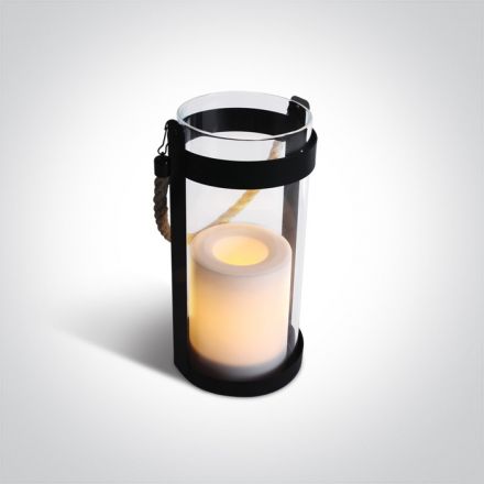 One Light Φωτιστικό Κερί Flickering Φλόγα LED 2xAA ON/OFF Μέταλλο/Γυαλί