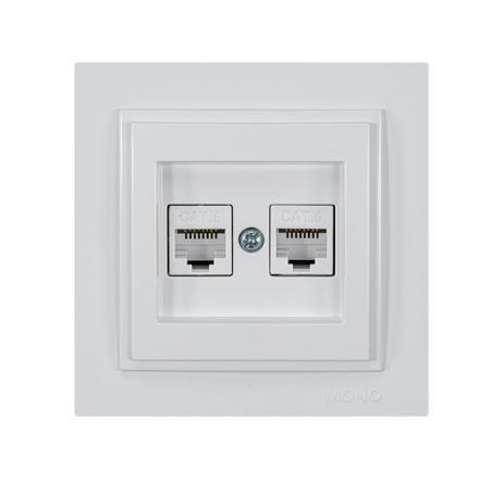 Πρίζα Data CAT 6 RJ 45 ΔΙΠΛΗ Λευκή MONO
