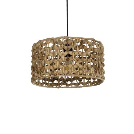 POMEGRANDE 204-0160 Boho Κρεμαστό Φωτιστικό Kαπέλο Μονόφωτο 1 x E27 IP20 Καφέ Rattan - Μ29 x Π29 x Υ16cm