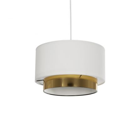 BASIL 204-0173 Μοντέρνο Κρεμαστό Φωτιστικό Kαπέλο Μονόφωτο 1 x E27 IP20 Μπεζ & Χρυσό Ύφασμα - Μ30 x Π30 x Υ20cm