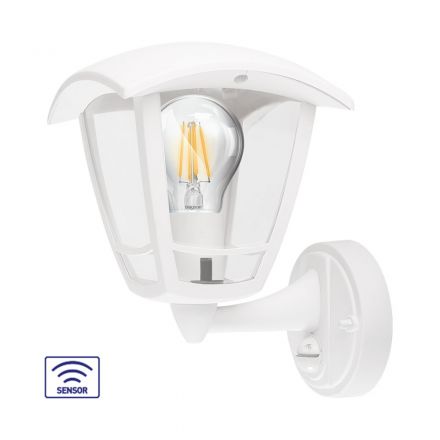 Επίτοιχη Απλίκα Φανάρι Berlin LED 1xE27 IP44 Λευκή Sensor