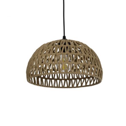 SAND 204-0167 Boho Κρεμαστό Φωτιστικό Καμπάνα Μονόφωτο 1 x E27 IP20 Μπεζ Σχοινί - Μ29 x Π29 x Υ16cm