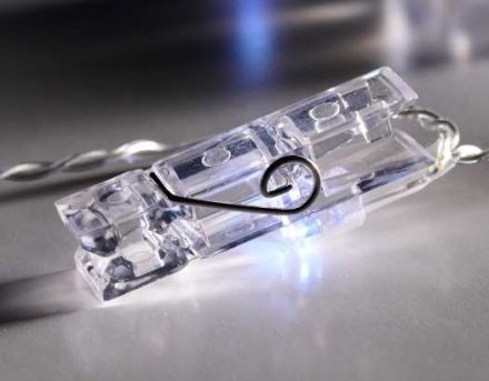 10 LED Διακοσμητικά Λαμπάκια Διάφανα Πλαστικά Clip Μπαταρίας Με Χρονοδιακόπτη