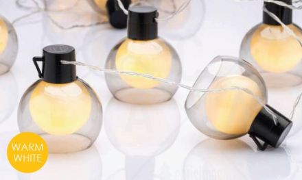 11 Λαμπάκια LED Σε Σειρά Διάφανες Μπάλες ΦΒ Πάνελ 2.3m
