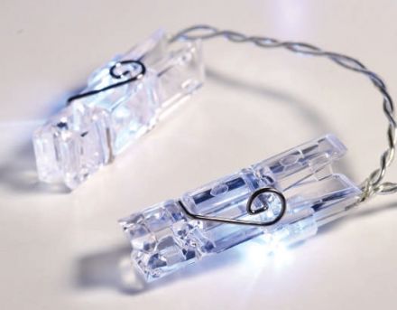 20 LED Διακοσμητικά Λαμπάκια Διάφανα Πλαστικά Clip Μπαταρίας Με Χρονοδιακόπτη