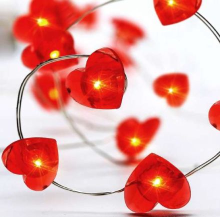 20 LED Διακοσμητικά Λαμπάκια Μπαταρίας Καρδιά Πλαστική Κόκκινη IP20