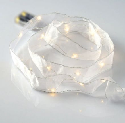 20 LED Διακοσμητικά Λαμπάκια Μπαταρίας σε Λευκή Κορδέλα IP20