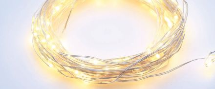 20 LED Λαμπάκια Μπαταρίας Σε Σειρά Mini Σε Ασημί Καλώδιο Χαλκού 2xAA 1.2W