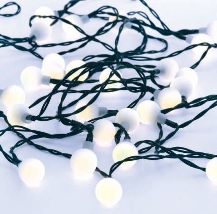 30 Λαμπάκια LED Σε Σειρά Μαύρο Καλώδιο Ηλιακά 4.35m