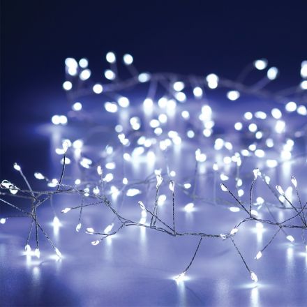 50 Λαμπάκια LED Ψυχρό Λευκό , Σειρά, Ασημί Καλώδιο Μπαταρίας 2.5m