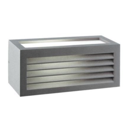 ACA Απλίκα Αλουμινίου Ορθογώνια Γκρι 1xE27 25x11cm με PC Οπαλ Κάλυμμα IP54