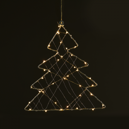 Χριστουγεννιάτικο Μεταλλικό Δεντράκι 40 Mini LED Θερμό Λευκό 29.5cm