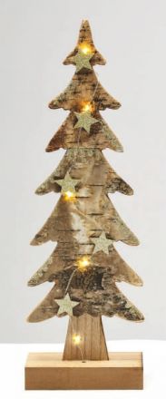 Διακοσμητικό LED Μπαταρίας Ξύλινο XMAS Δέντρο Με Γκλίτερ 130x70x400mm