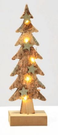 Διακοσμητικό LED Μπαταρίας Ξύλινο XMAS Δέντρο Με Γκλίτερ 95x60x310mm