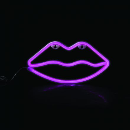 Διακοσμητικό LED NEON Φωτιστικό Χείλη Ροζ Μπαταρίας/USB