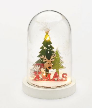Διακοσμητικό LED Πλαστική Χιονόμπαλα XMAS Τάρανδος Μπαταρίας Ø110x190mm