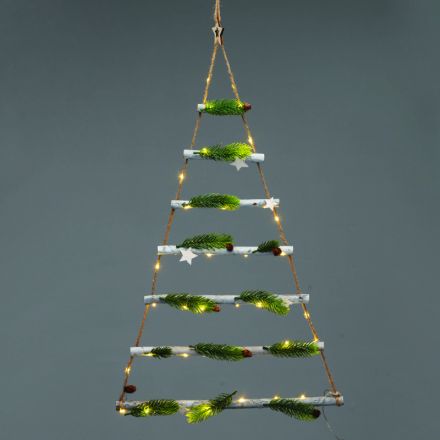 Κρεμαστό Xmas Δέντρο Και Αστέρι 40 LED Λαμπάκια Μπαταρίας