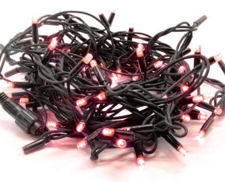 ACA LED 100 Χριστουγεννιάτικα Λαμπάκια Με Κόκκινο Φως Και Μαύρο Καλώδιο
