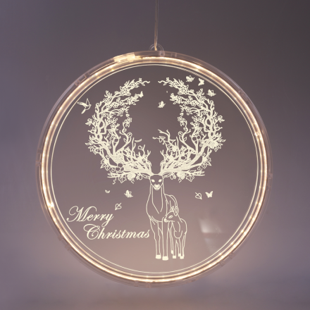 LED Διακοσμητικό Ακρυλικό 3D Τάρανδος 36 Led 2835 USB Θερμό Λευκό IP20