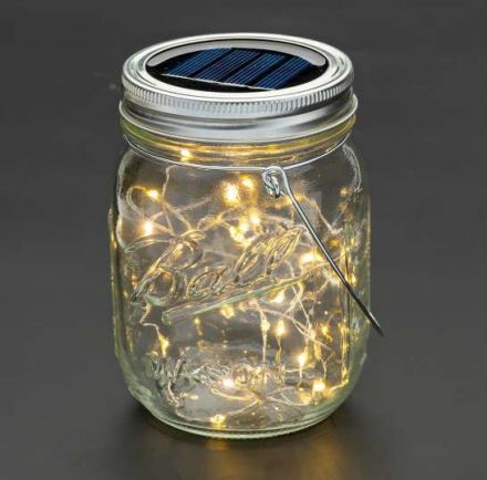 LED Διακοσμητικό Φανάρι Solar Glass Jar 1.5W Θερμό Λευκό IP44