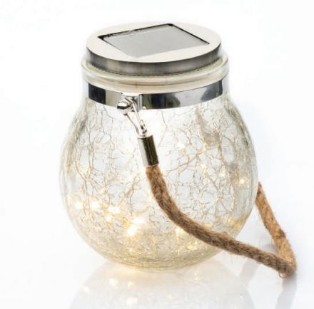 LED Διακοσμητικό Φανάρι Solar Glass Jar Θερμό Λευκό IP44