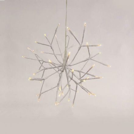 LED Διακοσμητικό Μπαταρίας με Λευκά Κλαριά 48 Leds 5mm Θερμό Λευκό IP44
