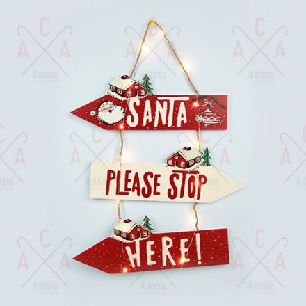 LED Wooden Santa Signpost Μπαταρίας 14 LEDs IP20