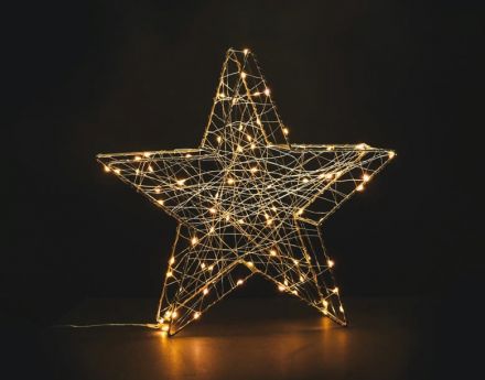 LED Αστέρι Μεταλλικό 3D 80 Mini Leds Θερμό Λευκό IP44 39x37.5x11cm