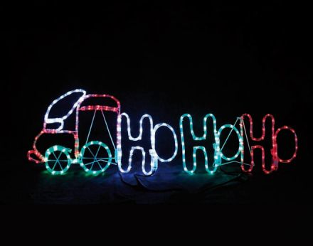 LED Φωτοσωλήνας Τραινάκι Ho Ho Ho 204 Flash LEDs 3mm Multicolor 130x40cm IP44 με Βάση