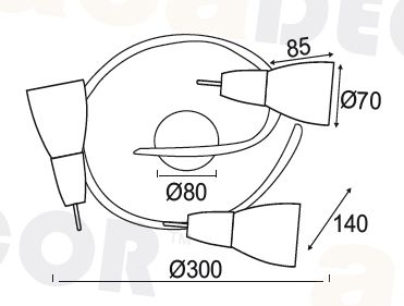 ACA Spot III Γυαλί 3xE14 Kamet