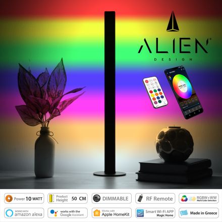 ALIEN Design DIVA Μοντέρνο Minimal Nordic Μεταλλικό Φωτιστικό Επιτραπέζιο - Μαύρο LED 10W 1500lm με Ασύρματο Χειριστήριο RF & Dimmer - RGBW + WW - Wi-Fi 