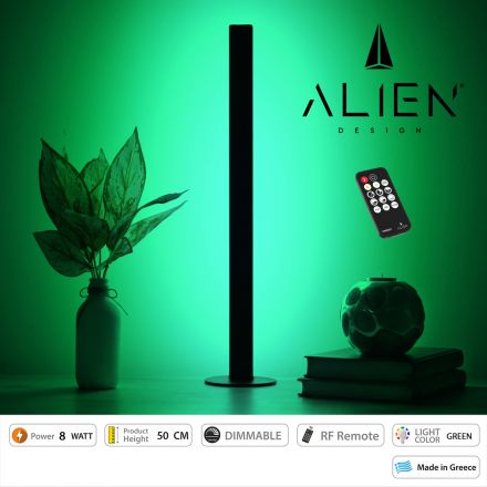 ALIEN Design DIVA Μοντέρνο Minimal Nordic Μεταλλικό Φωτιστικό Επιτραπέζιο - Μαύρο LED 8W 800lm με Ασύρματο Χειριστήριο RF & Dimmer - Πράσινο 