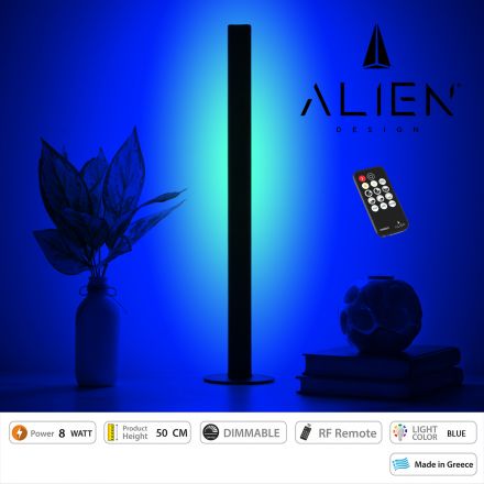ALIEN Design DIVA Μοντέρνο Minimal Nordic Μεταλλικό Φωτιστικό Επιτραπέζιο - Μαύρο LED 8W 800lm με Ασύρματο Χειριστήριο RF & Dimmer - Μπλε