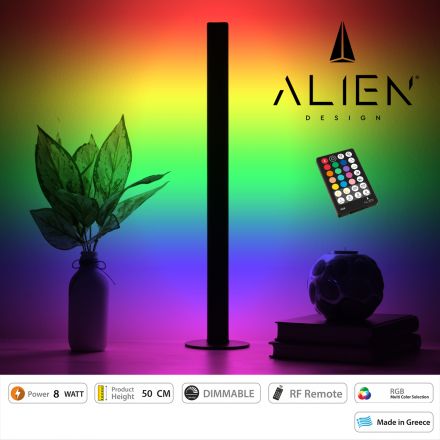 ALIEN Design DIVA Μοντέρνο Minimal Nordic Μεταλλικό Φωτιστικό Επιτραπέζιο - Μαύρο LED 8W 800lm με Ασύρματο Χειριστήριο RF & Dimmer - RGB 