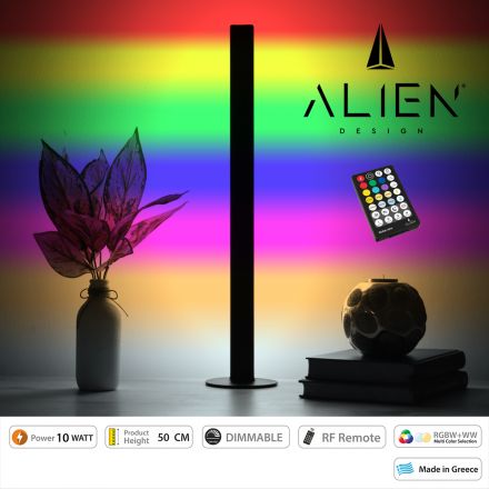 ALIEN Design DIVA Μοντέρνο Minimal Nordic Μεταλλικό Φωτιστικό Επιτραπέζιο - Μαύρο LED 10W 1500lm με Ασύρματο Χειριστήριο RF & Dimmer - RGBW + WW 