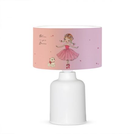 BALLERINA 204-0029 Παιδικό Eπιτραπέζιο Φωτιστικό Φιγούρα Μονόφωτο 1 x E27 IP20 Ροζ Ύφασμα - Μ24 x Π24 x Υ32cm